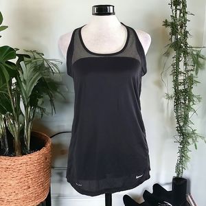 Nike Dri Fit Women's Black Mesh Athletic Racerback Tank Top Size Small